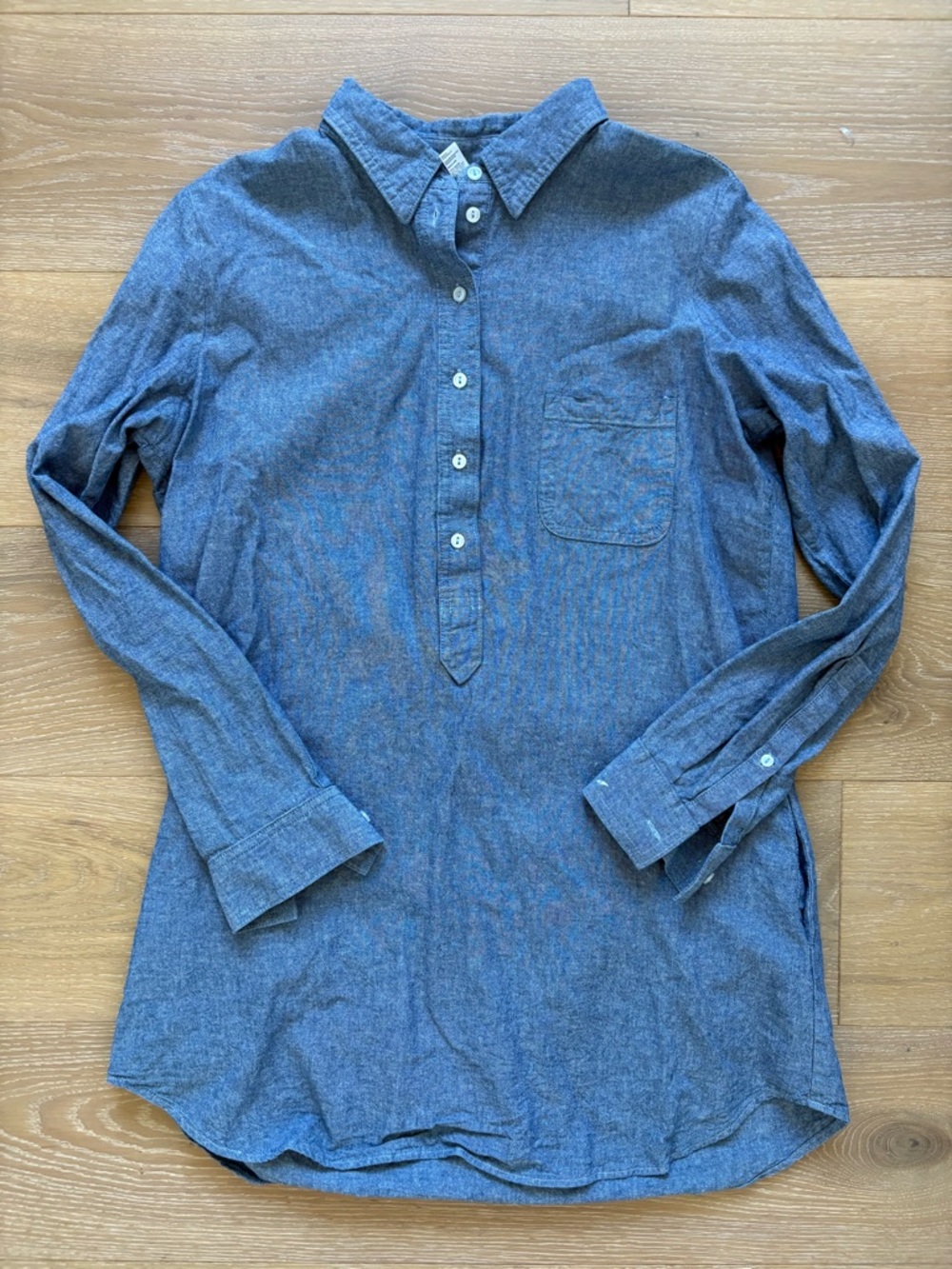 American Apparel Chambray Oversized Button Shirt Dress Long Sleeve Size Medium
